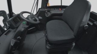 The ergonomic driver’s cab in detail.