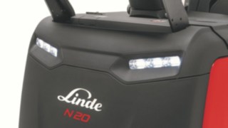 LED lights with high brightness LED light in front of the order picker N20 C from Linde Material Handling