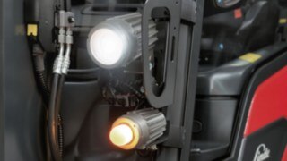 Two lights on the front of the Linde MH E14 explosion-proof electric forklift