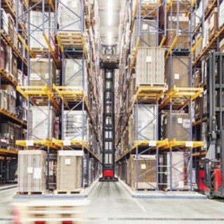 Very narrow aisle truck in a warehouse