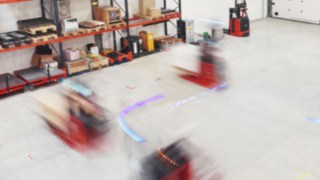 Automated forklifts from Linde Material Handling in use in the warehouse
