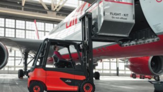 Linde trucks in use at the airport