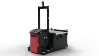 Linde MH's I-MATIC CT core autonomous guided vehicle (AGV) with a loading platform for automatic loading and unloading