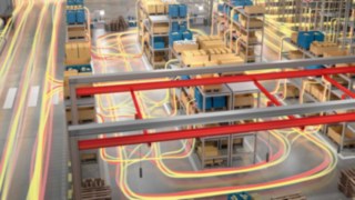 Material flow movements in a warehouse