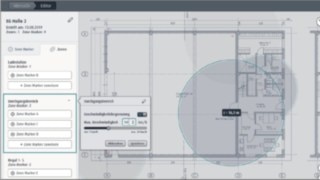 Zones area of the connect:desk fleet management software from Linde Material Handling Fleet managers plan zone areas and hall accesses in the zones area of the connect:desk fleet management software from Linde Material Handling.