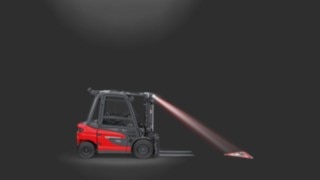 Linde TruckSpot in use on a counterbalanced forklift truck.