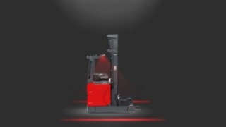 Red Warning Lines in use on a reach truck.