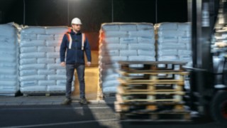 Person on the company premises with a Pedestrian Warning Band on his body