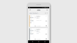 Once a job is complete, the driver confirms this using the app. Smartphone display showing Linde Truck Call app