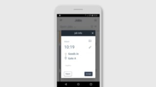 Drivers can accept jobs via the app. Smartphone display showing Linde Truck Call app