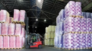 Linde forklift trucks in action at toilet paper manufacturer