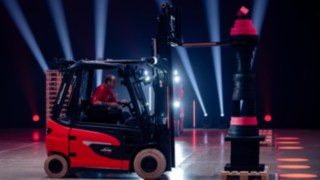 Competitor stacks tower with his Line MH forklift at the StaplerCup Finals