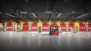 Linde forklift truck at work with DB Schenker. Linde forklift truck at work with DB Schenker.