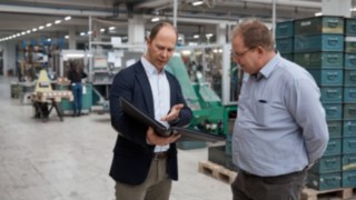 Employees of Reinheim-based Grass GmbH in conversation