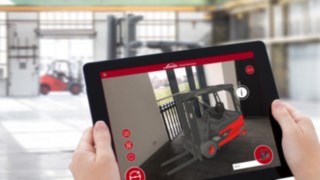 Linde Material Handling’s Virtual Showroom app enables customers to visualize a choice of 27 virtual industrial trucks against any backdrop.