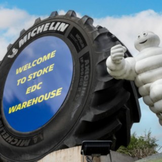 A statue of Michelin´s mascot outside of Michelin´s Tyre PLC site in Stoke-on-Trent