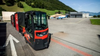 Linde's tugger train on the airfield