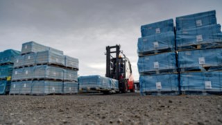 A forklift truck equipped with Linde Warehouse Navigator at Schröder A forklift truck equipped with Linde Warehouse Navigator at Schröder