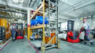 Pallet stacker in use at Sika Deutschland GmbH