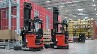 Two R-MATICs from Linde MH called “Simon Hebele” and “Hubi” in the Simon Hegele warehouse