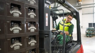 Linde Material Handling forklift truck in a warehouse