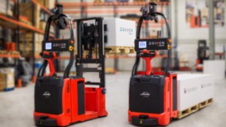Linde T-MATIC pallet truck and Linde L-MATIC AC counterbalance pallet stacker Linde T-MATIC pallet truck and Linde L-MATIC AC counterbalance pallet stacker
