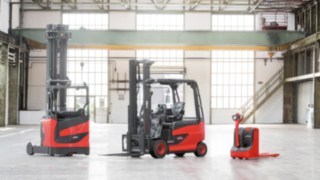 Product range of Linde forklift trucks Three product ranges of Linde forklift trucks