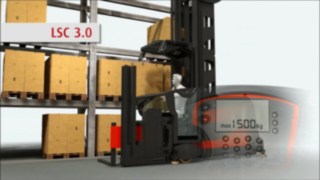 Animation about the functioning of the optionally available Linde System Control (LSC) for Linde very narrow aisle trucks.