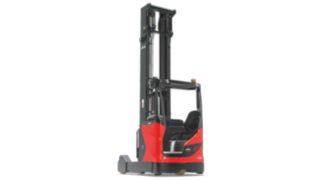 The Linde R20 reach truck with new reach mast. The R20 reach truck from Linde Material Handling with new reach mast.