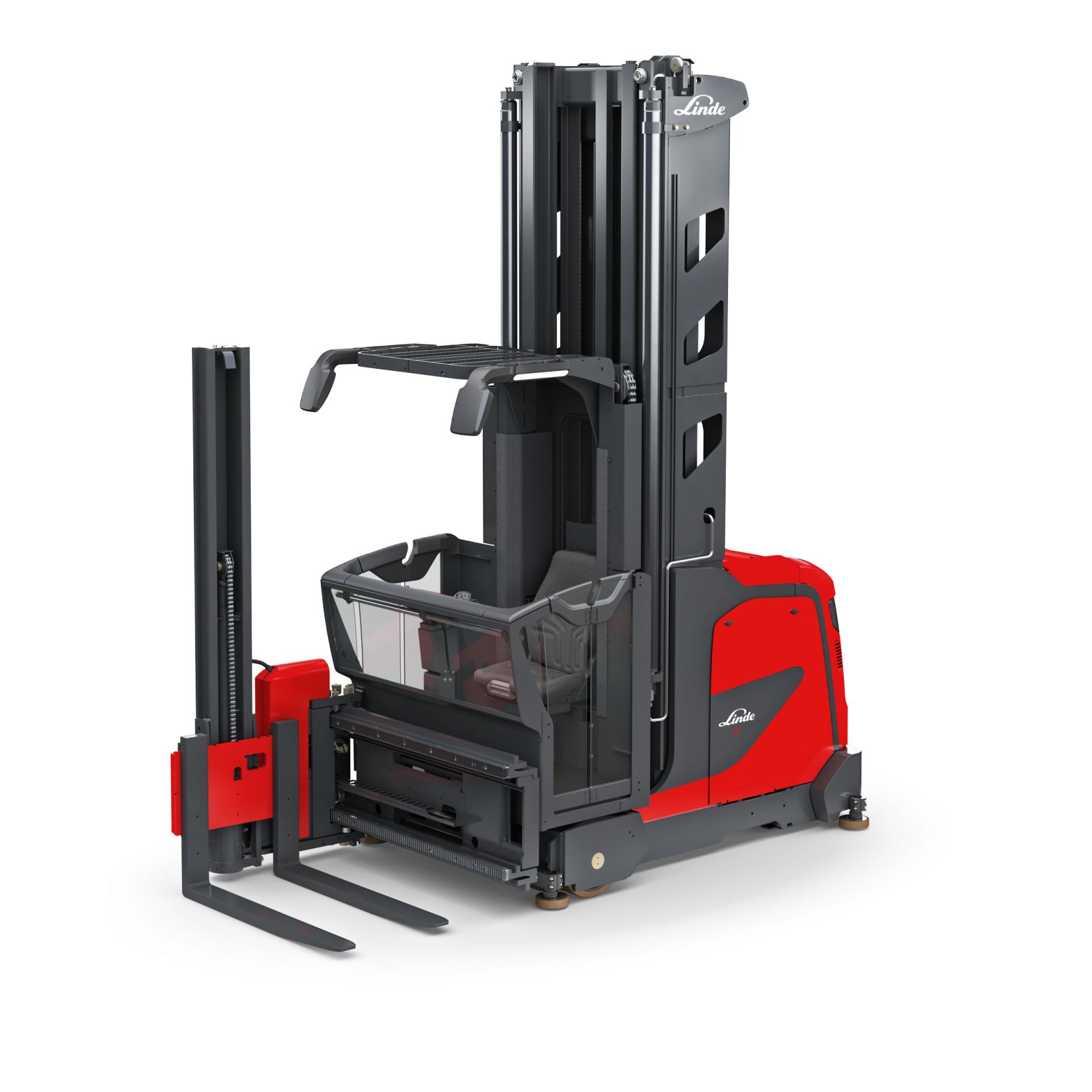 The efficient combination forklift for high rack warehouses